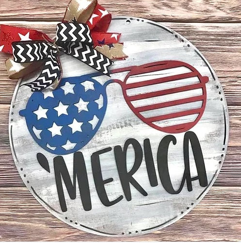 'Merica Wooden Door Hanger